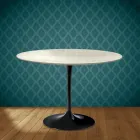 Table ronde Tulipe Eero Saarinen H 74 cm en céramique Marmorio, fabriquée en Italie - Écarlate Viadurini
