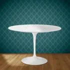Table ronde Tulipe Eero Saarinen H 74 cm en céramique Salina, fabriquée en Italie - Écarlate Viadurini