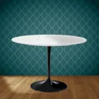 Table ronde Tulipe Eero Saarinen H 74 cm en céramique Salina, fabriquée en Italie - Écarlate Viadurini