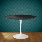 Table ronde Tulipe Eero Saarinen H 74 cm en céramique Somnia, fabriquée en Italie - Écarlate Viadurini