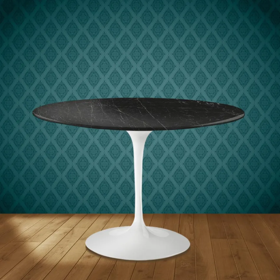 Table ronde Tulipe Eero Saarinen H 74 cm en céramique Somnia, fabriquée en Italie - Écarlate Viadurini