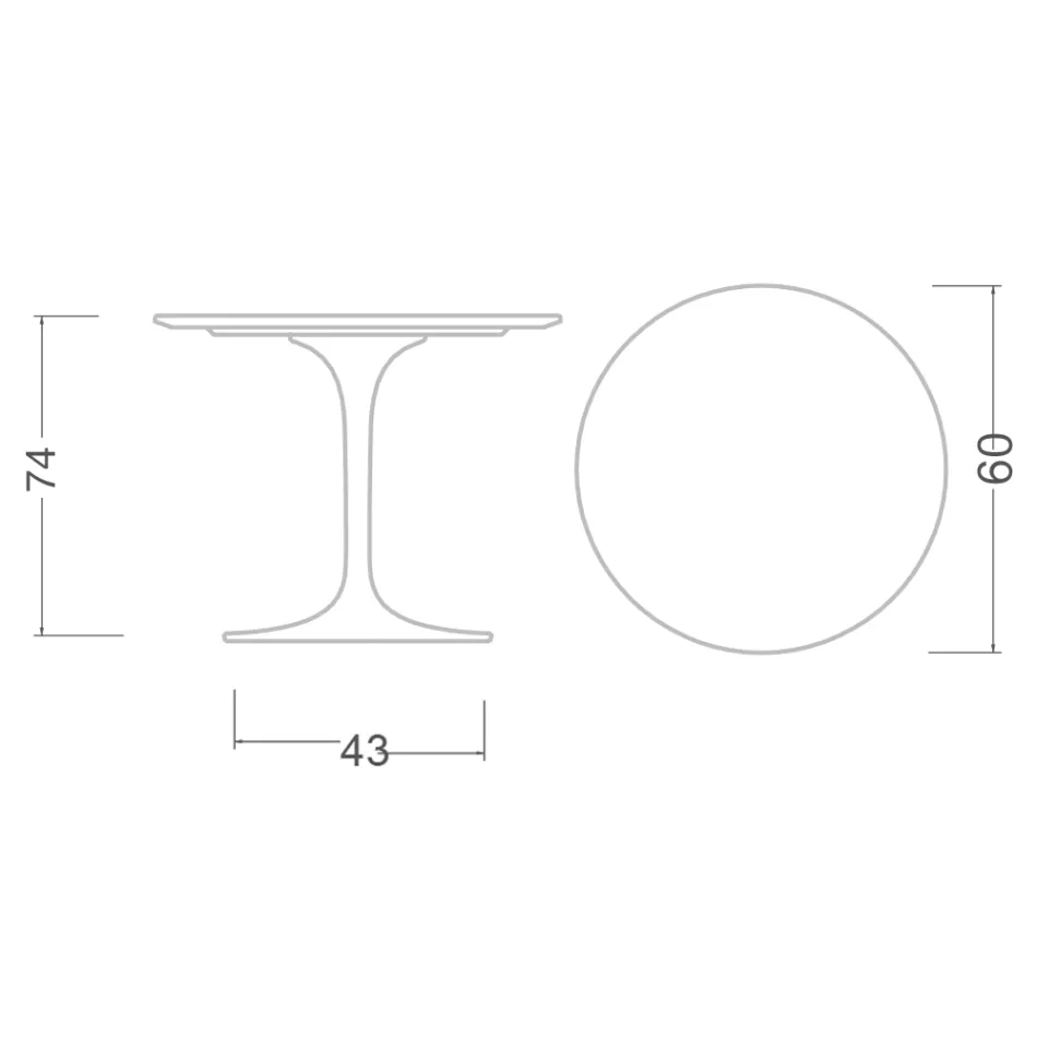 Table ronde Tulipe Eero Saarinen H 74 cm en céramique Somnia, fabriquée en Italie - Écarlate Viadurini
