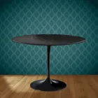 Table ronde Tulipe Eero Saarinen H 74 cm en céramique Somnia, fabriquée en Italie - Écarlate Viadurini