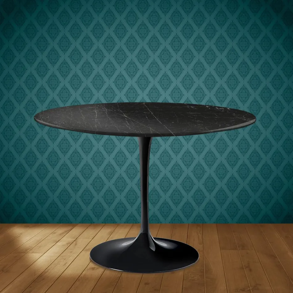 Table ronde Tulipe Eero Saarinen H 74 cm en céramique Somnia, fabriquée en Italie - Écarlate Viadurini