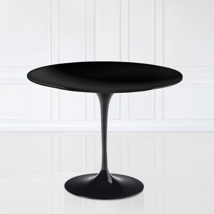 Table Tulipe Eero Sarinen H 73 avec plateau en stratifié liquide noir Made in Italy - Scarlet Viadurini
