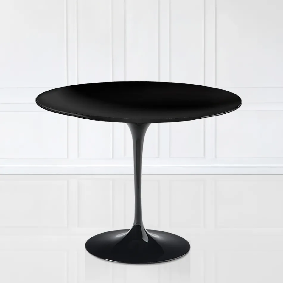 Table Tulipe Eero Sarinen H 73 avec plateau en stratifié liquide noir Made in Italy - Scarlet Viadurini