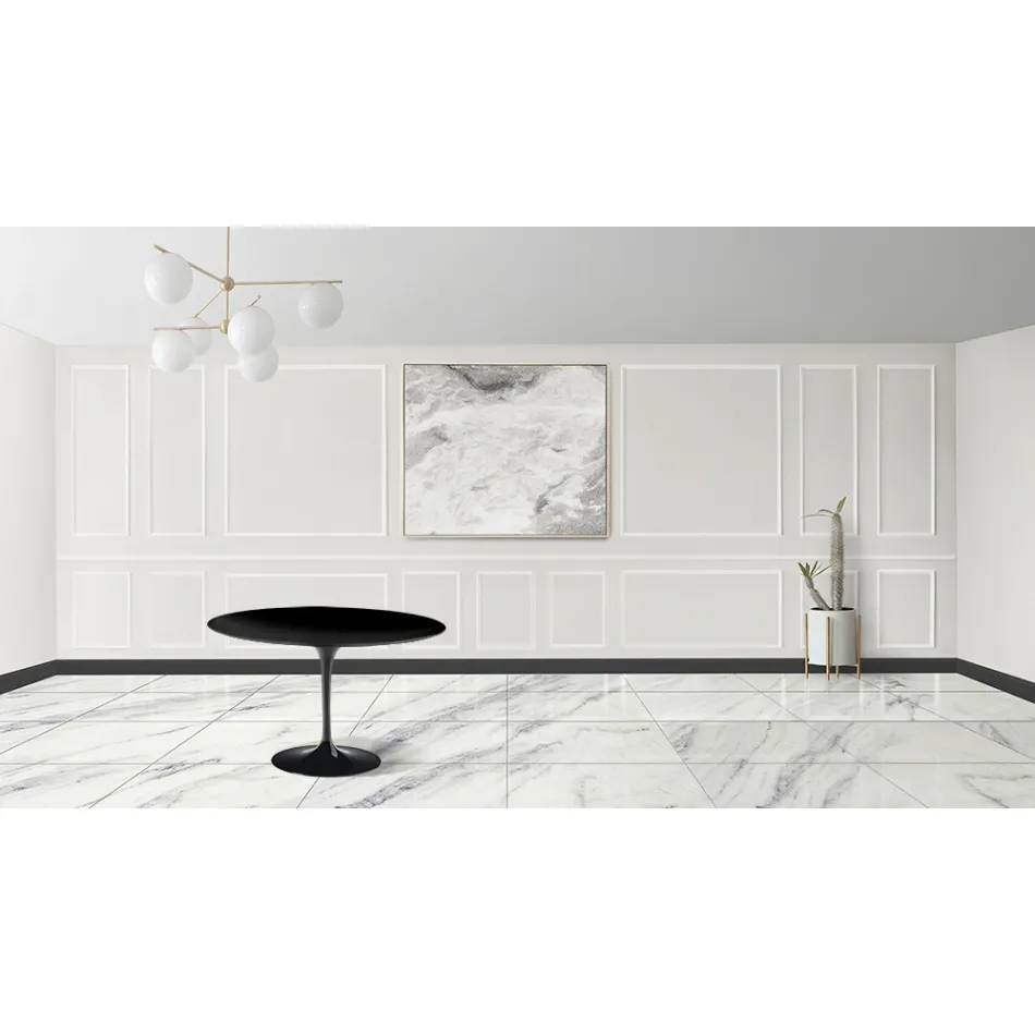 Table Tulipe Eero Sarinen H 73 avec plateau en stratifié liquide noir Made in Italy - Scarlet Viadurini