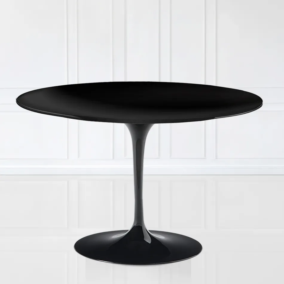 Table Tulip Eero Sarinen H 73 avec plateau MDF en stratifié liquide noir - Scarlet Viadurini