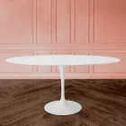Tulip Table Eero Sarinen H 73 ovale extensible en stratifié liquide blanc - Scarlet Viadurini