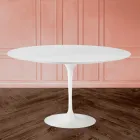 Table Tulipe Eero Sarinen H 73 Ovale en stratifié liquide blanc Made in Italy - Scarlet Viadurini