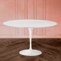 Eero Saarinen H 74 Table tulipe ovale en stratifié blanc liquide Made in Italy - Scarlet