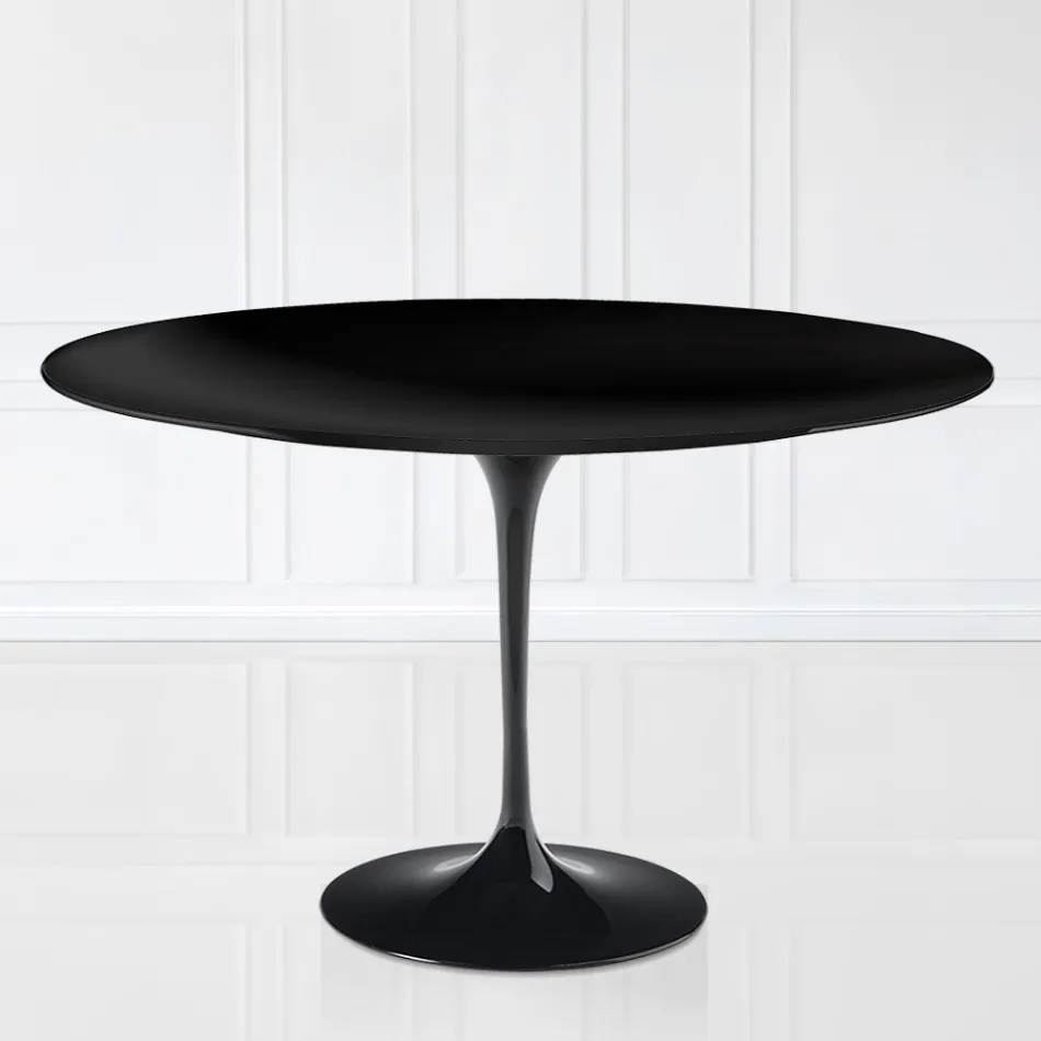 Table Tulipe Eero Sarinen H 73 Ovale en stratifié liquide noir Made in Italy - Scarlet Viadurini