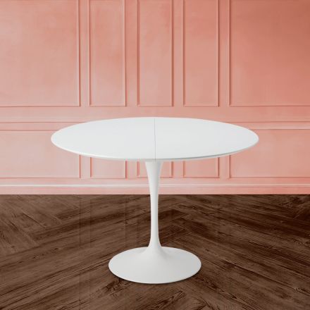 Table extensible Tulip Saarinen H 73 en stratifié liquide blanc Made in Italy - Scarlet Viadurini