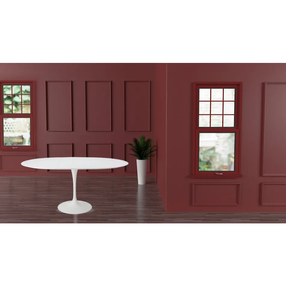 Tulip Table Saarinen H 73 extensible en stratifié liquide blanc Made in Italy - Scarlet Viadurini