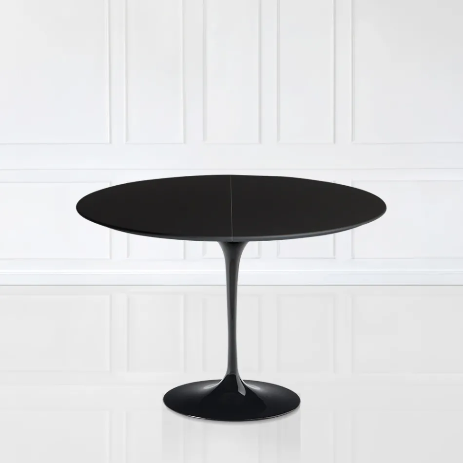 Table Tulipe Saarinen H 73 extensible en stratifié liquide noir Made in Italy - Scarlet Viadurini