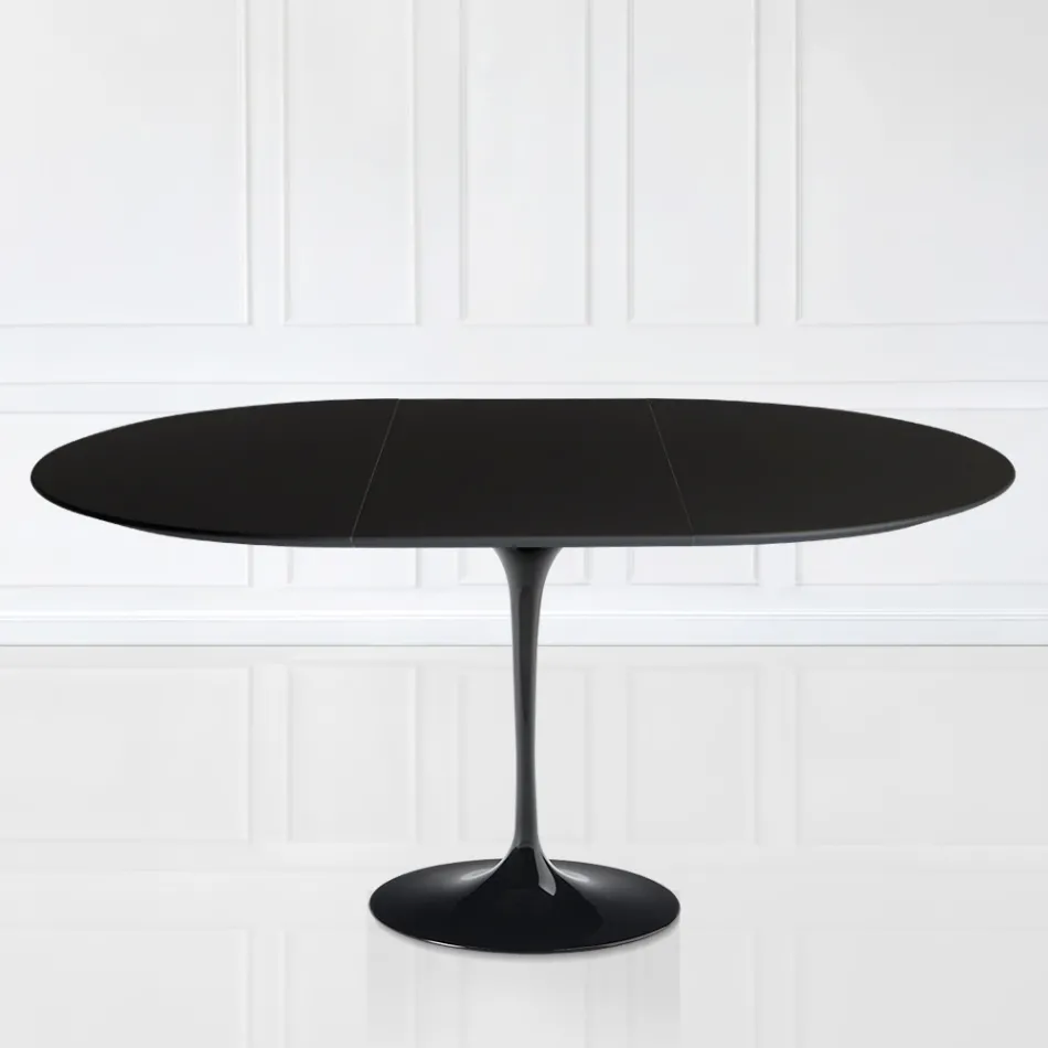 Table Tulipe Saarinen H 73 extensible en stratifié liquide noir Made in Italy - Scarlet Viadurini