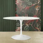 Table Tulipe Saarinen H 73 avec plateau ovale en marbre de Carrare Made in Italy - Ecarlate Viadurini