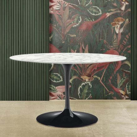 Table tulipe Saarinen H 73 avec plateau ovale en marbre de Carrare Made in Italy - Scarlet Viadurini