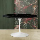 Table Tulipe Saarinen H 73 avec plateau rond en marbre noir Marquinia Made in Italy - Ecarlate Viadurini
