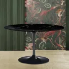 Table tulipe Saarinen H 73 avec plateau rond en marbre noir Marquinia Made in Italy - Ecarlate Viadurini