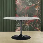 Table Tulipe Saarinen H 73 Ovale en Marbre de Carrare Statuarietto Made in Italy - Ecarlate Viadurini