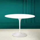 Table Tulipe Saarinen H 73 Rond en Céramique Blanc Absolu Made in Italy - Scarlet Viadurini