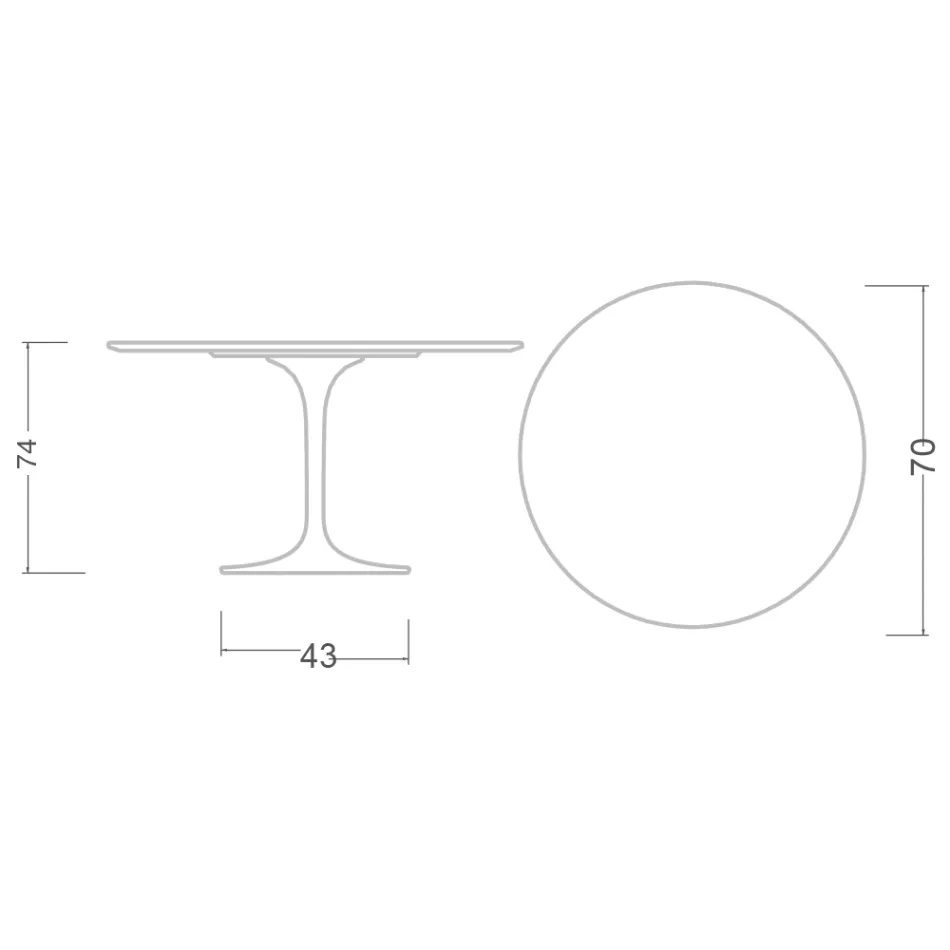 Table Tulipe Saarinen H 73 Rond en céramique Calacatta Michelangelo - Scarlet Viadurini