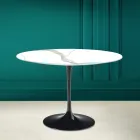 Table Tulipe Saarinen H 73 Rond en céramique Calacatta Michelangelo Viadurini