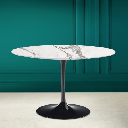 Table ronde Tulip Saarinen H 73 en céramique Invisible Select Made in Italy - Scarlet Viadurini