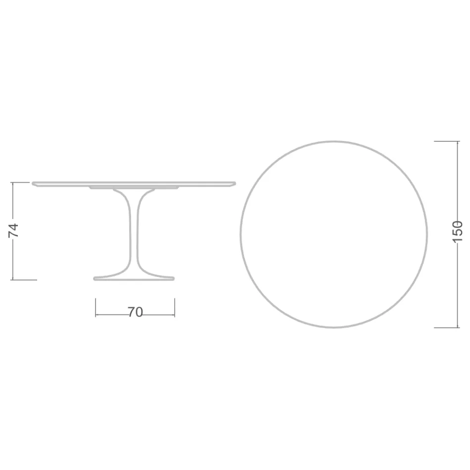 Table Tulipe Saarinen H 73 Rond en céramique Marquinia Made in Italy - Ecarlate Viadurini