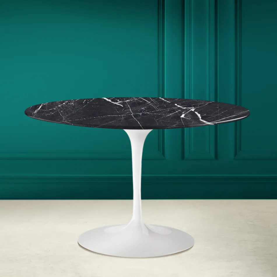 Table Tulipe Saarinen H 73 Rond en céramique Marquinia Made in Italy - Ecarlate Viadurini