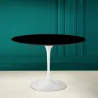 Table Tulipe Saarinen H 73 Rond en Céramique Noir Absolu Made in Italy - Scarlet Viadurini