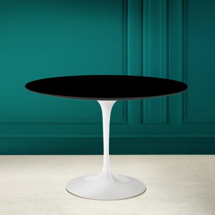 Table ronde Tulip Saarinen H 73 en céramique noire absolue Made in Italy - Scarlet Viadurini