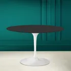 Table Tulipe Saarinen H 73 Round en céramique noire Soft Made in Italy - Scarlet Viadurini