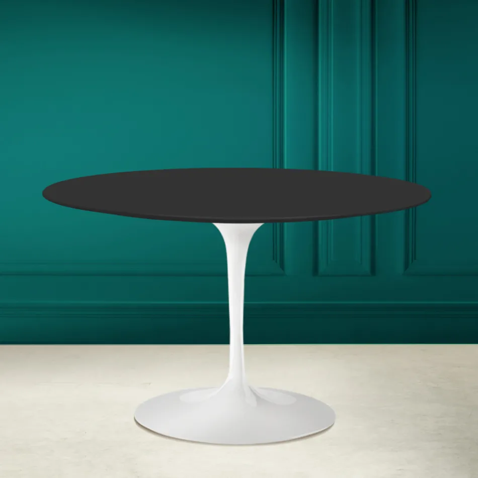 Table Tulipe Saarinen H 73 Round en céramique noire Soft Made in Italy - Scarlet Viadurini