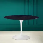 Table Tulipe Saarinen H 73 Round Ceramic Noir Laurent Made in Italy - Scarlet Viadurini