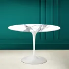 Table Tulipe Saarinen H 73 Rond Céramique Statuario Altissimo Made in Italy - Ecarlate Viadurini