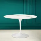 Table Tulipe Saarinen H 73 Rond en Céramique Statuaire Pleine Veine Made in Italy - Ecarlate Viadurini