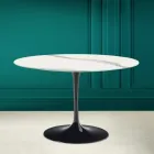 Table Tulipe Saarinen H 73 Rond en Céramique Statuaire Pleine Veine Made in Italy - Ecarlate Viadurini