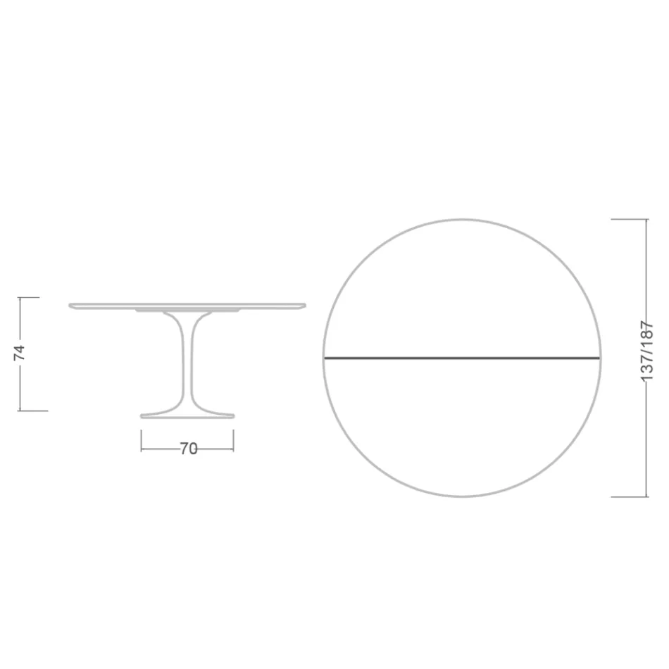 Table Tulipe Saarinen H 74 extensible en stratifié blanc liquide Made in Italy - Scarlet Viadurini