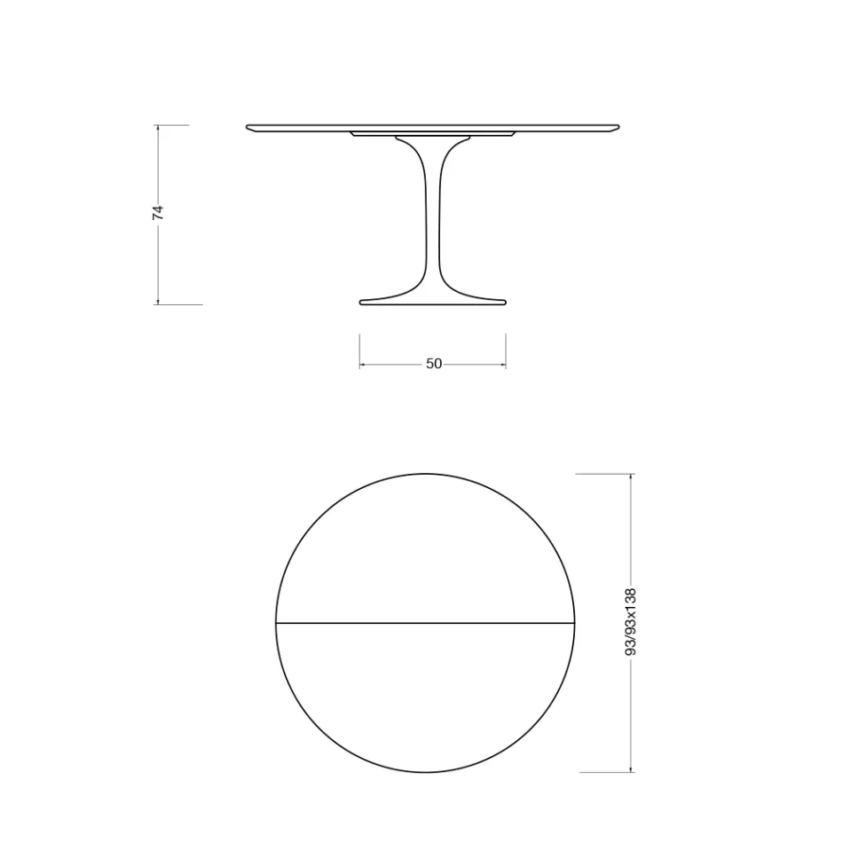 Table Saarinen Tulip H 74 extensible en stratifié liquide blanc, fabriquée en Italie - Scarlet Viadurini