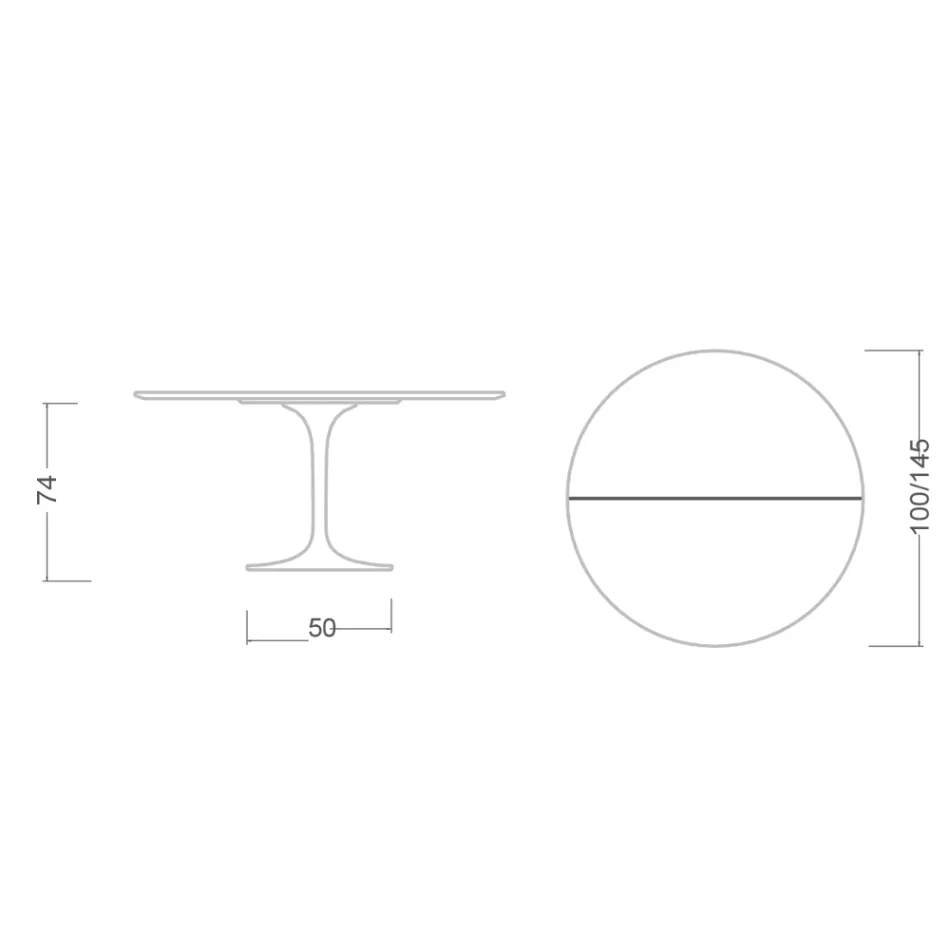 Table Tulipe Saarinen H 74 extensible en stratifié blanc liquide Made in Italy - Scarlet Viadurini