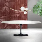 Table Saarinen Tulip H 74 cm extensible en céramique Florim blanche - Écarlate Viadurini