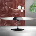 Table Saarinen Tulip H 74 cm extensible en céramique Florim blanche - Écarlate Viadurini
