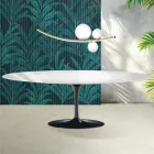 Table Saarinen Tulip H 74 cm extensible en céramique Florim blanc brillant - écarlate Viadurini