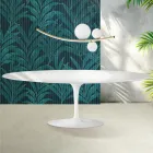 Table Saarinen Tulip H 74 cm extensible en céramique Florim blanc brillant - écarlate Viadurini