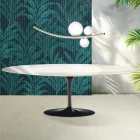 Table Saarinen Tulip H 74 cm extensible en céramique brillante Florim Calacatta Gold - Écarlate Viadurini