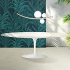 Table Saarinen Tulip H 74 cm extensible en céramique brillante Florim Calacatta Gold - Écarlate Viadurini