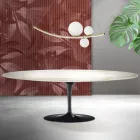 Table Saarinen Tulip H 74 cm extensible en céramique mate Florim Calacatta Gold - Écarlate Viadurini