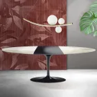 Table Saarinen Tulip H 74 cm extensible en céramique mate Florim Calacatta Gold - Écarlate Viadurini